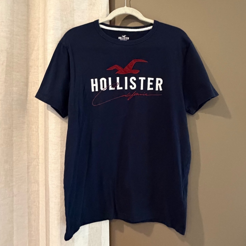 Hollister Men's Applique Graphic T-shirt Crew Neck Logo, Size Large